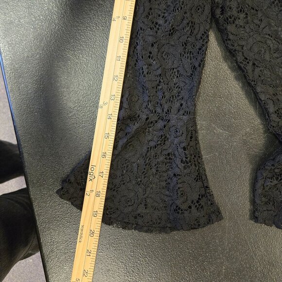 Black Lace Bell Sleeve Top Lace-Up Front S Witchy Whimsigoth Goth Vampire - Picture 9 of 9